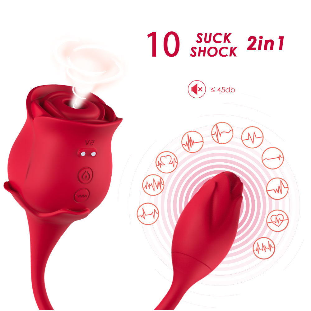 2-in-1 Deeppink Clit Sucker With Bud Vibrator