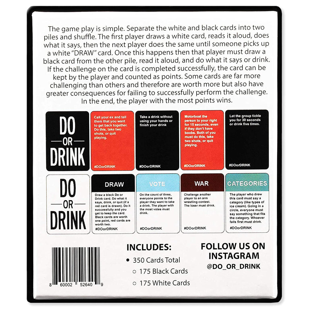 Do or Drink Win or Blackout Card Game