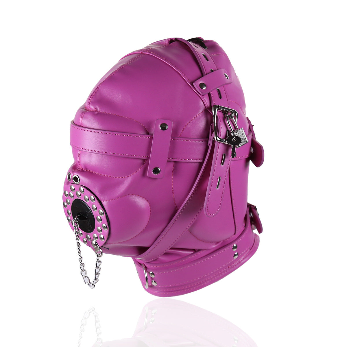 Sensory Deprivation Hood with Open Mouth Gag - Rose