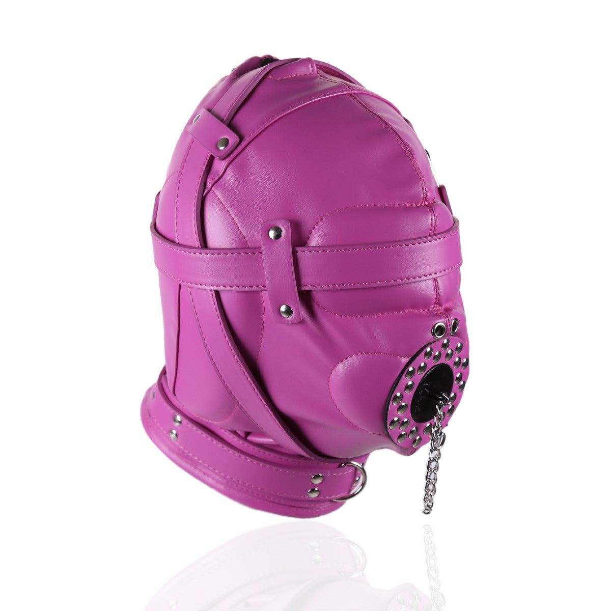 Sensory Deprivation Hood with Open Mouth Gag - Rose